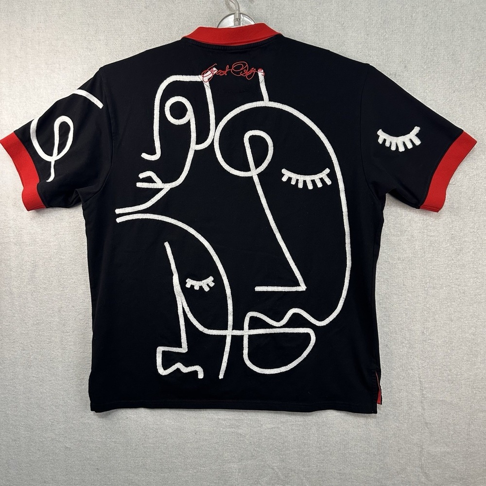 Frost Originals Face Polo Shirt Men's 2XL  Abstract Picasso-Style - Picture 2 of 10